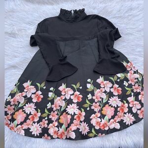 FLORAL /black 💫Waistline dress💫XXL💫